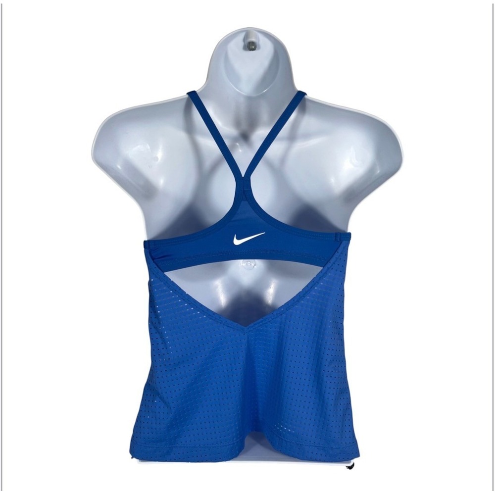 Nike Womens Sz XS Essential Layered Tankini Top Pacific Blue Padded Bra-2192